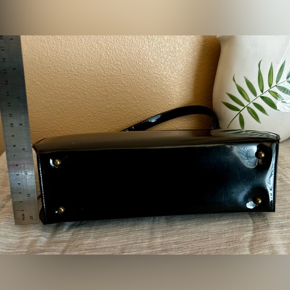 Vintage Theodor California Handbag black patent brass trim - Picture 6 of 11